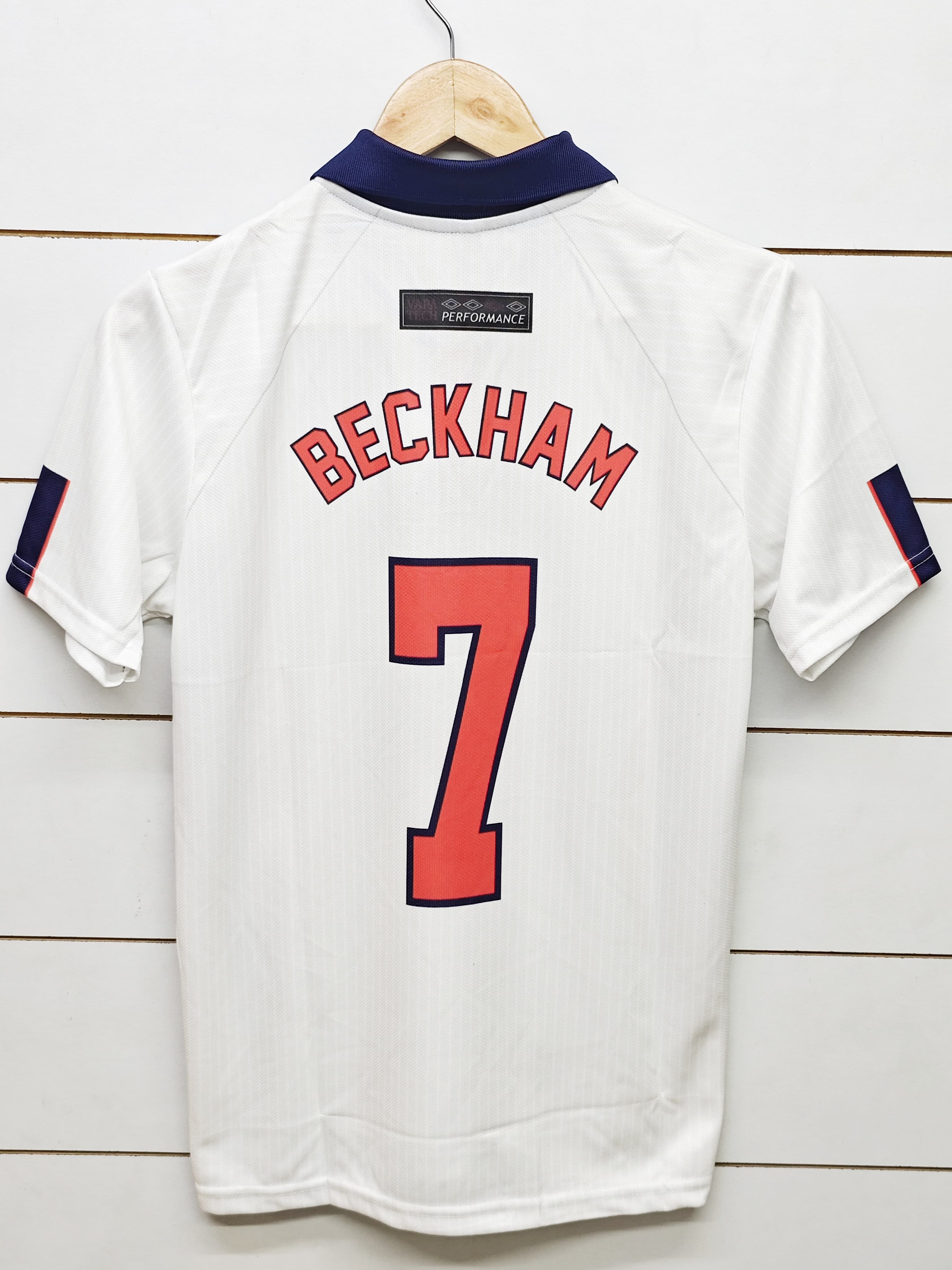 JW OG England Beckham Home 1998 - Retro Shirt Half Sleeves & Embroidery(("HS COLLER EMBROIDERY"))