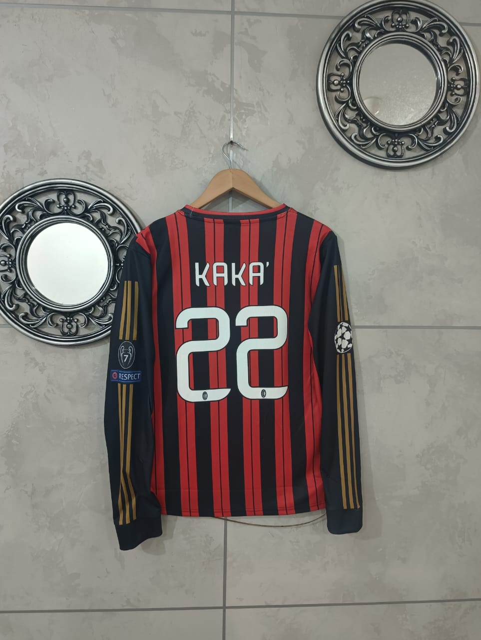 ACMILAN 2013-14 HOME RETRO FULL SLEEVE KAKA[[[A009]]](("FS RN EMBROIDERY"))