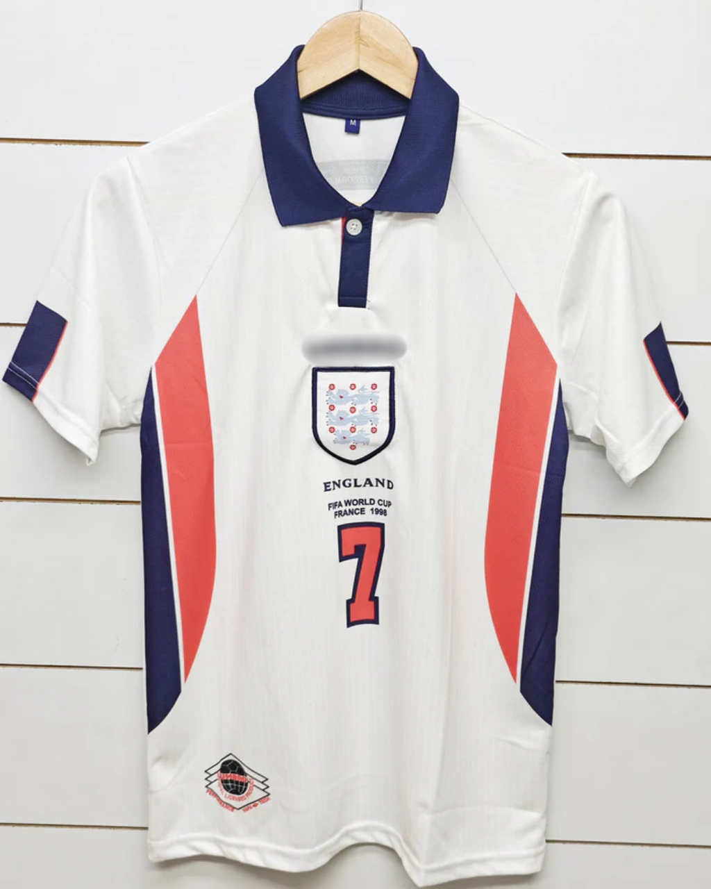 England Beckham Home 1998 - Retro Shirt Half Sleeves & Embroidery[[[A0