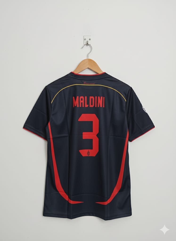 AC MILAN MALDINI 2006-07 HOME HALF SLEEVE JERSEY SUBLIMATION(("HS PIPE EMBROIDERY"))