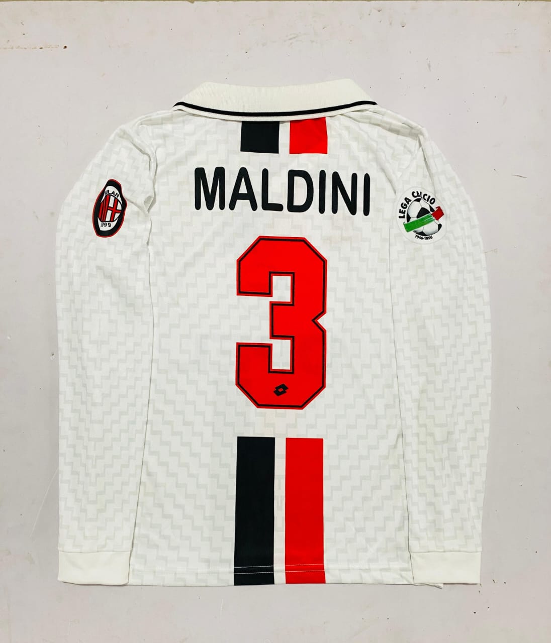 AC MILAN RETRO 1996-97 AWAY MALDINI with COLLAR FULL SLEEVE[[[A110]]] ((FS COLLER EMBROIDERY))
