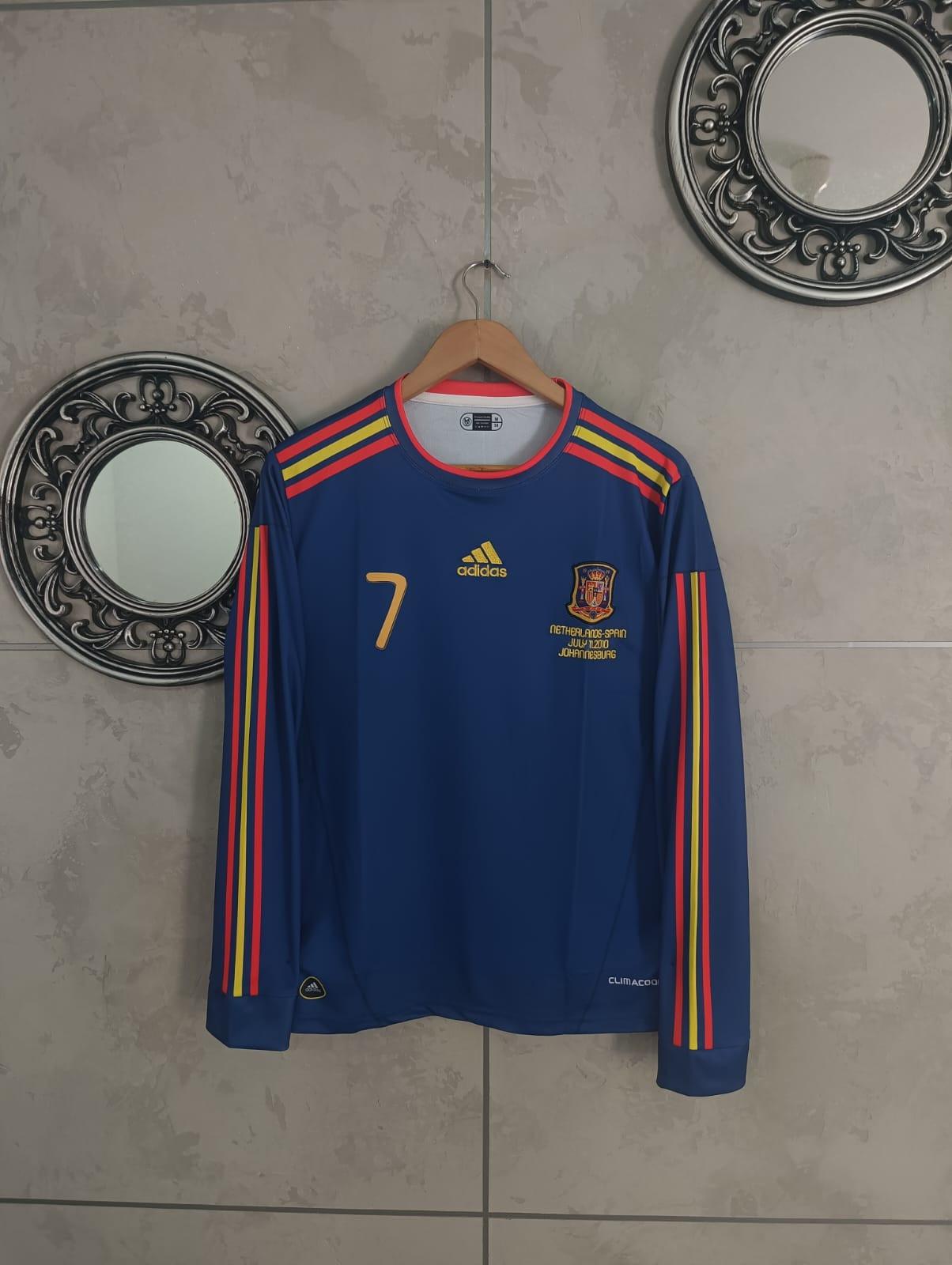 SPAIN 2010 AWAY DAVID VILLA WORLD CUP FULL SLEEVE EMBROIDERY [[[A017]]] (("FSRNE")) - Jerseywala.in