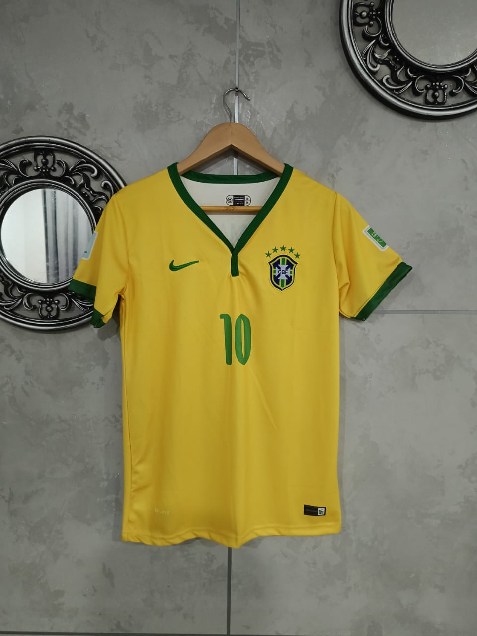 Brazil National Team 2014 Home Jersey – Neymar Jr #10 (Half Sleeve)