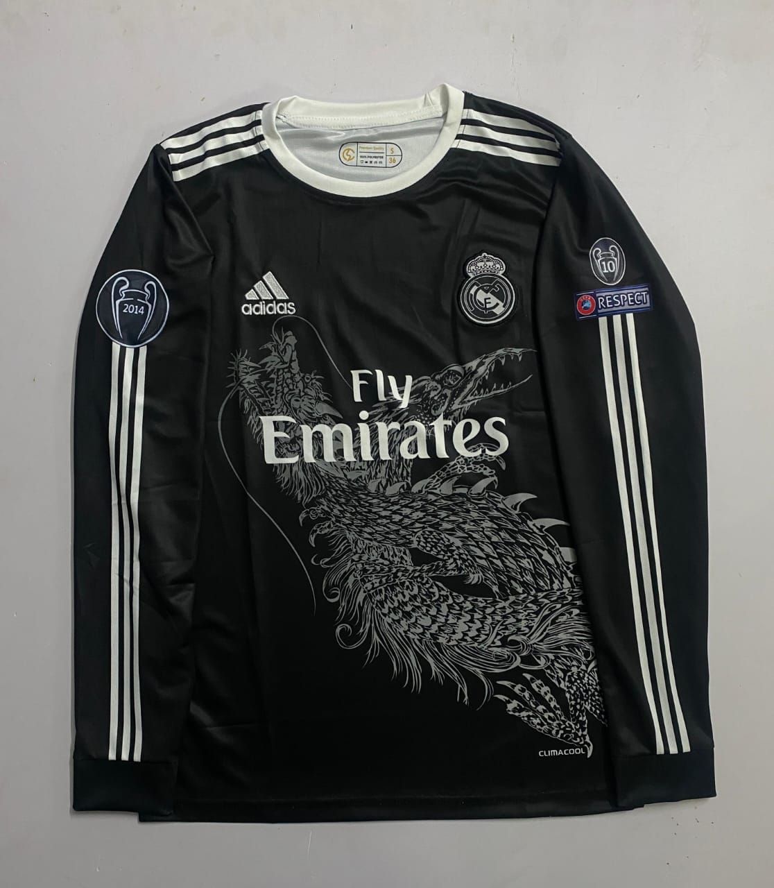 Product Real Madrid 2014/15 black dragon third kit long sleeve[[[A061]]]((FS RN EMBROIDERY))