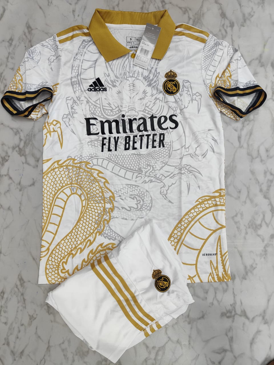 Real Madrid 2024/25 White and Golden Dragon Jersey