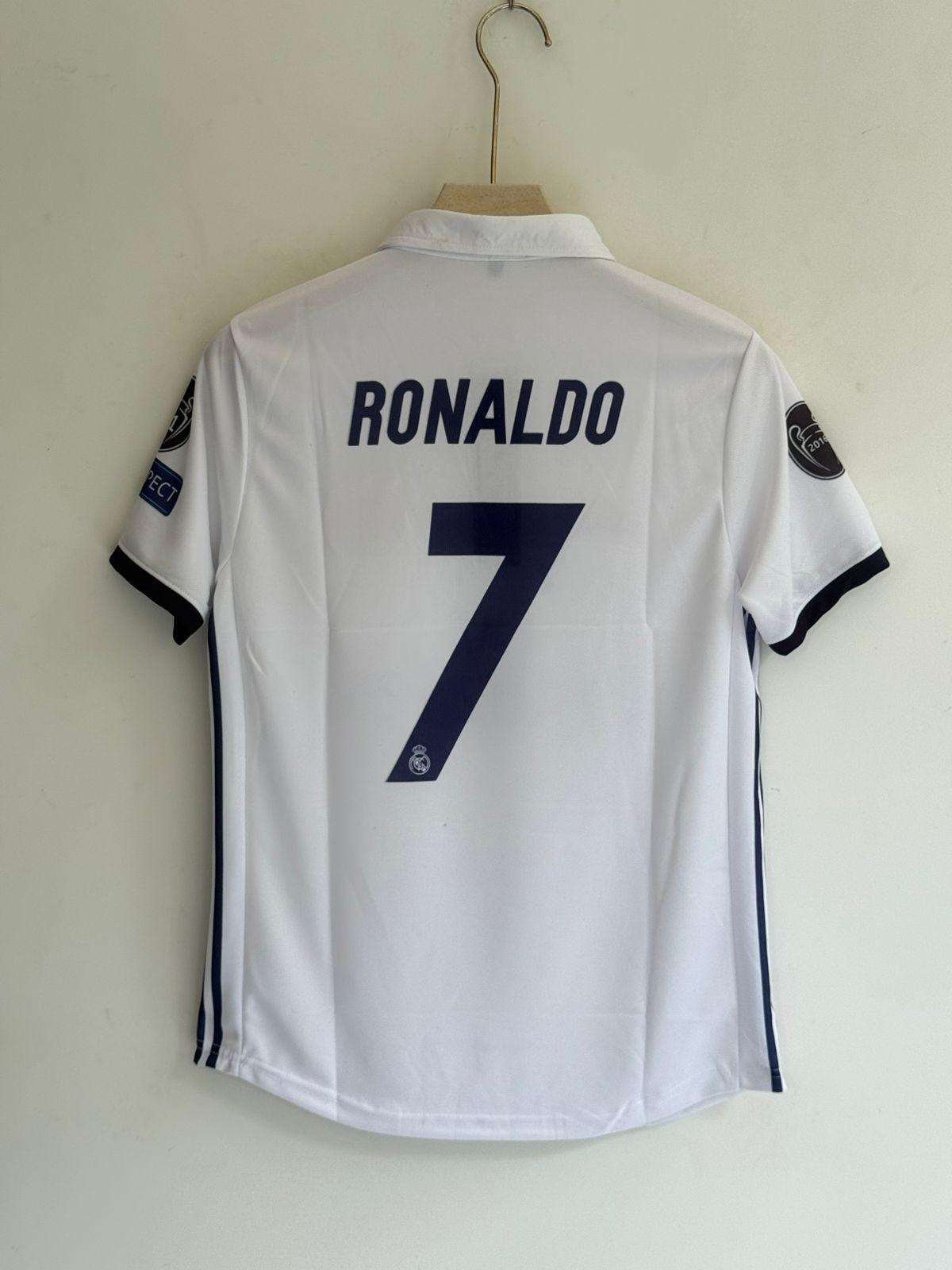 Real Madrid 2016-17 Home Half sleeve Embroidery (RONALDO)[[[A030]]](("HSCLE")) - Jerseywala.in
