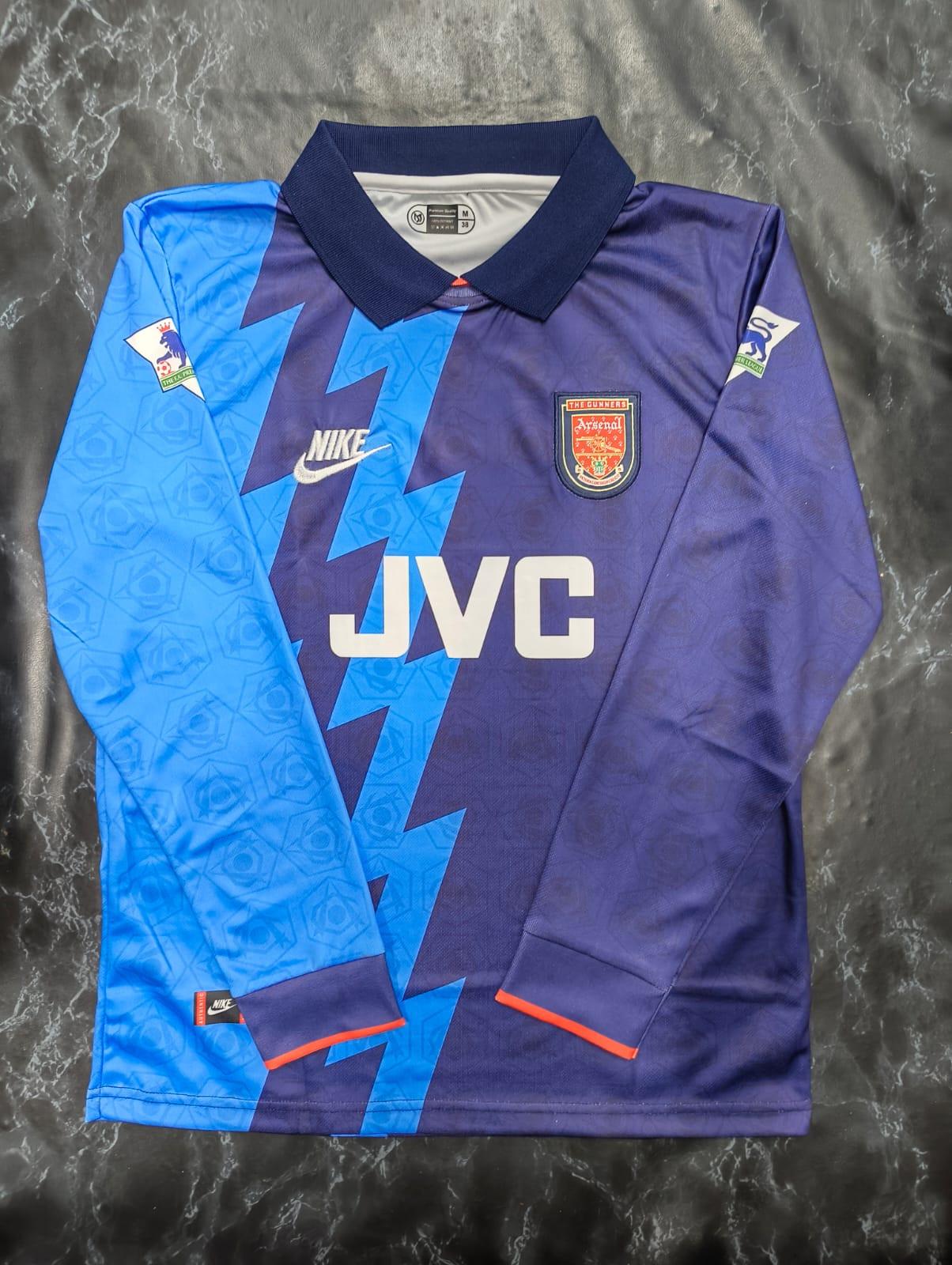"ARSENAL 1995/96 AWAY KIT (BERGKAMP) FULL SLEEVE COLLAR EMBROIDERY  [[[A006]]] (("FSCLE")) - Jerseywala.in
