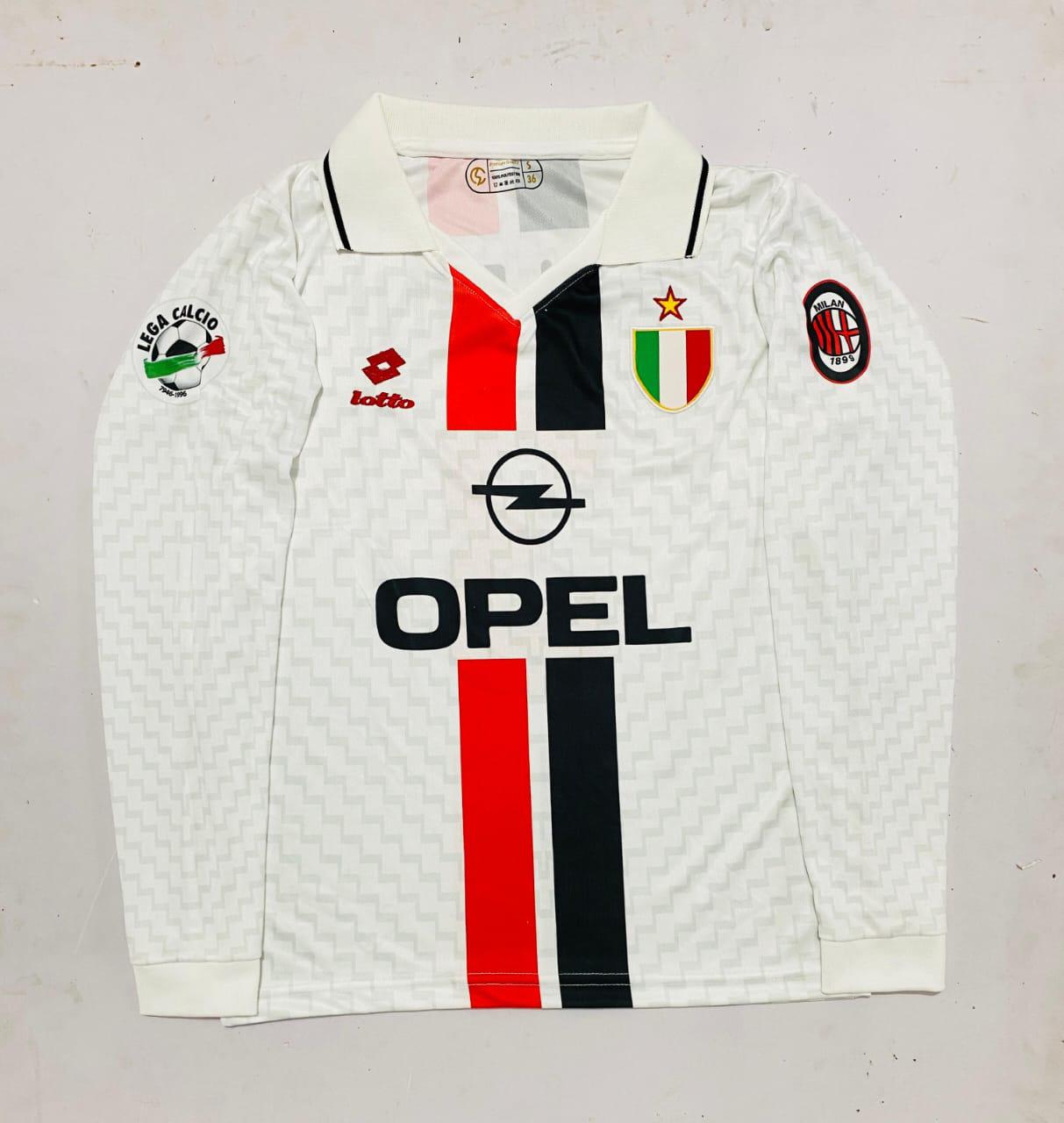 AC MILAN RETRO 1996-97 AWAY MALDINI with COLLAR FULL SLEEVE[[[A110]]] ((FS COLLER EMBROIDERY))