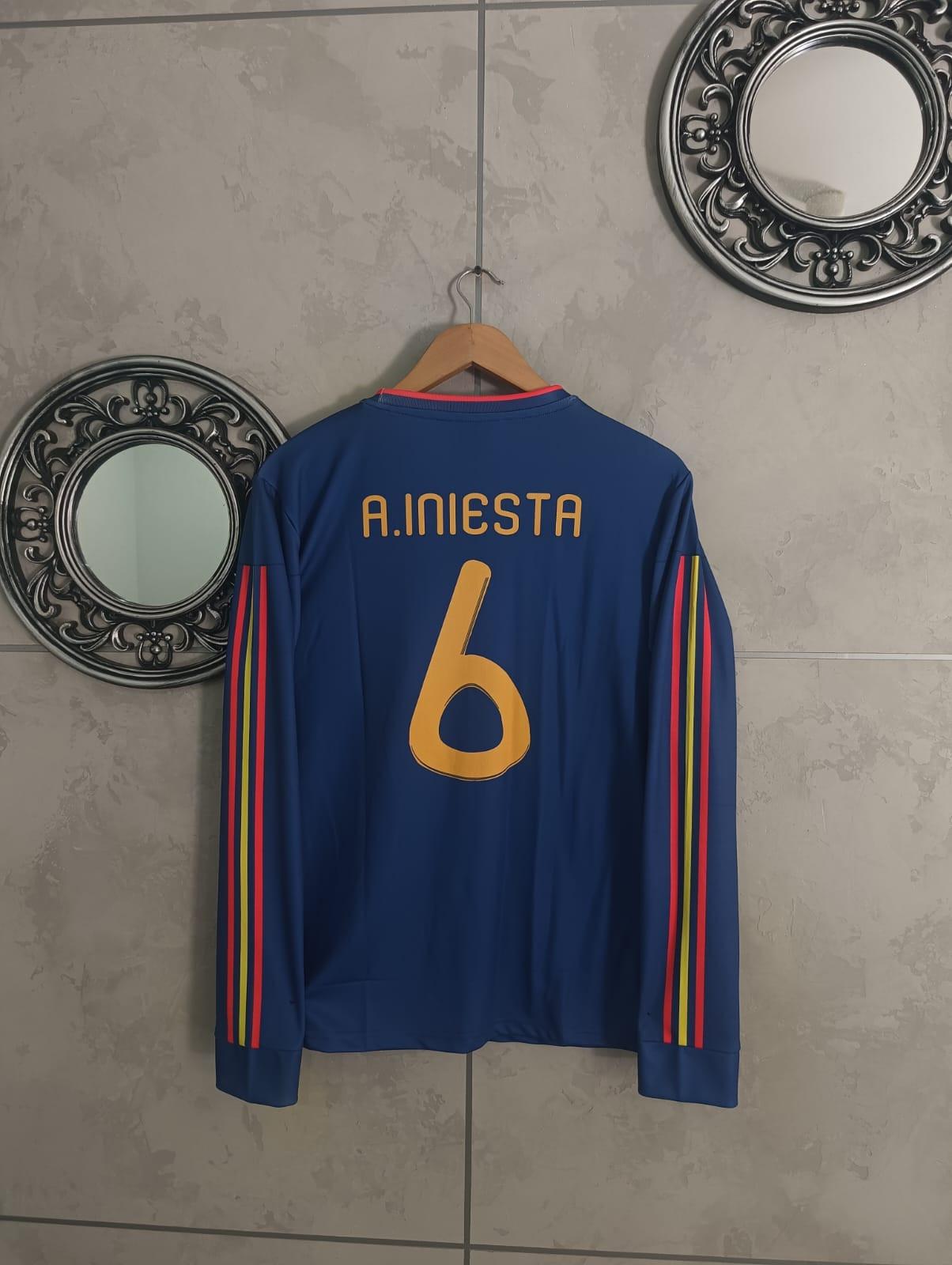 SPAIN 2010 AWAY WORLD CUP FULL SLEEVE EMBROIDERY INIESTA (("FS RN EMBROIDERY'')) - Jerseywala.in